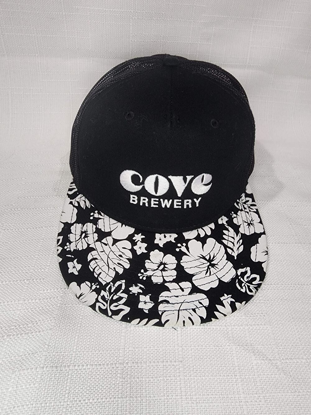Floral Hibiscus Brim Trucker Hat Black Snapback Brewery Coastal Beach Cap